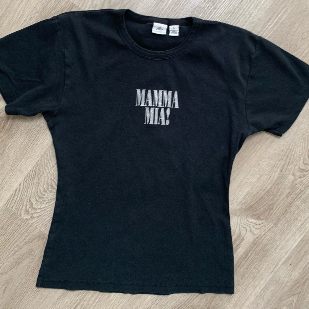 Vintage Y2K ABBA Mamma Mia! on Broadway Glitter Text Alternative Apparel Tee